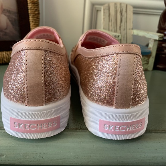 NWOT GIRLS SKECHERS FASHION SLIP ON -BLING ROSE GOLD -SZ 1 HAVE TAG STILL - Picture 5 of 7